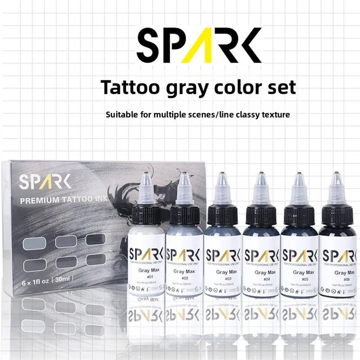 Professional Spark Grey Tattoo мастило Комплект 30ml/1oz Органичен течен пигмент Комплект художник Персонализирано мастило за грим